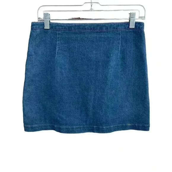 Refuge women’s denim mini zip-up skirt sz M stretchy gently used real pockets - Picture 7 of 8